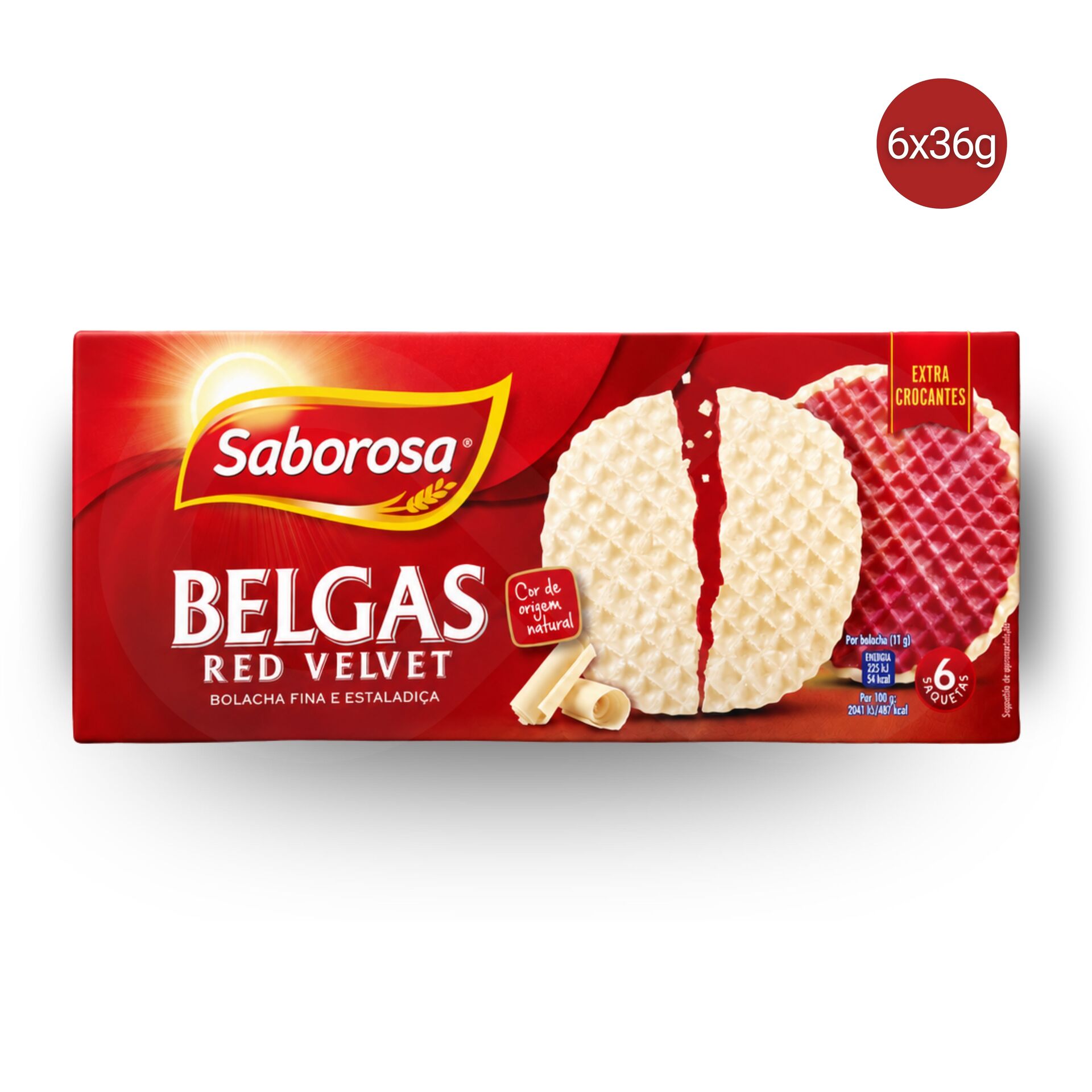 SABOROSA® Belgian Biscuits with Red Velvet Coating 6x36gr