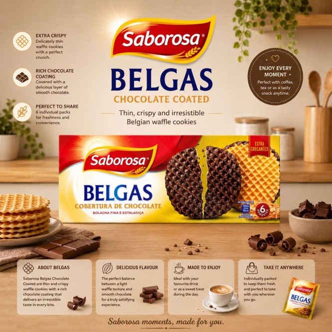 SABOROSA® Biscotti Belgi Ricoperti di Cioccolato 6x36gr