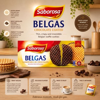 SABOROSA® Biscotti Belgi Ricoperti di Cioccolato 6x36gr