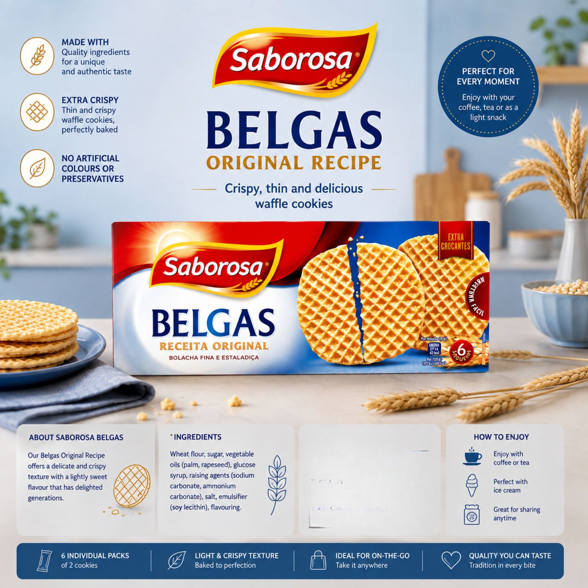 SABOROSAź Belgijskie Ciastka 6x36gr