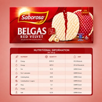 SABOROSA® Belgian Biscuits with Red Velvet Coating 6x36gr