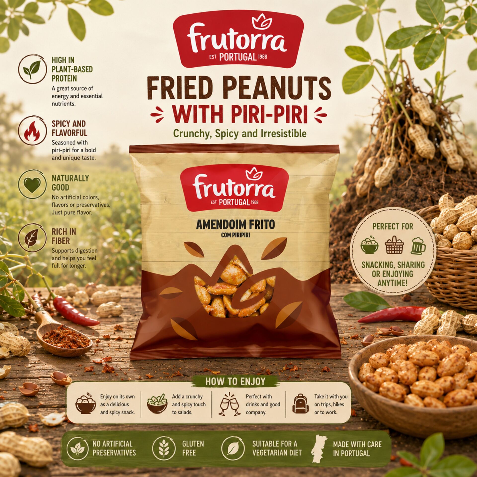 FRUTORRA® Geroosterde Pinda's met Piri-Piri 150gr