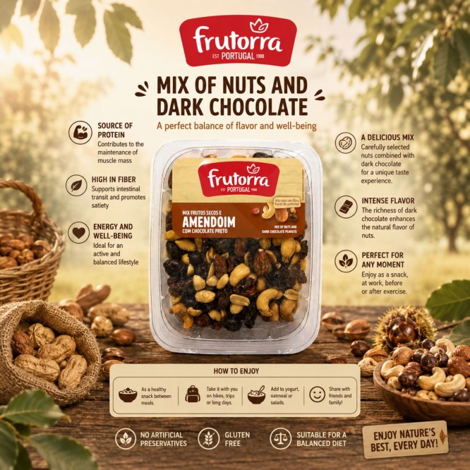FRUTORRA® Mix de Frutos Secos e Chocolate Preto 200gr