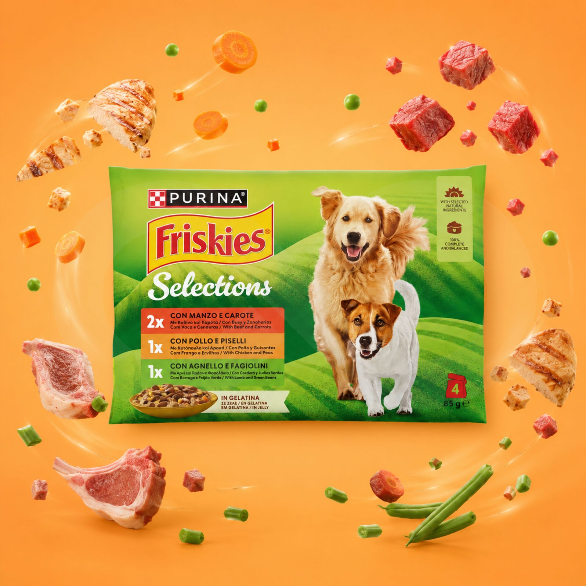PURINA® Friskies Selections Carni in Gelatina 4x85g