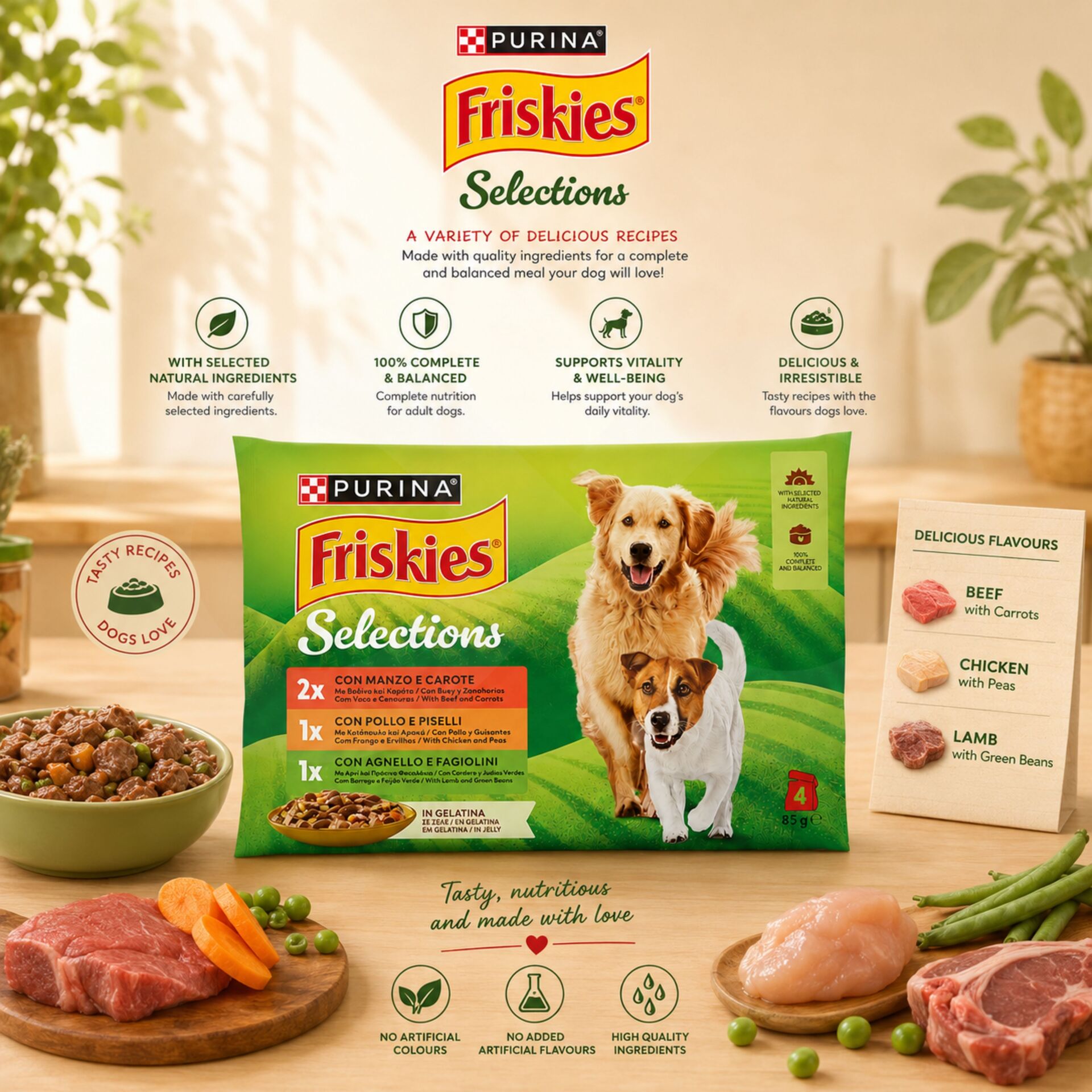 PURINAŽ Friskies Selections Vlees in Gelei 4x85g