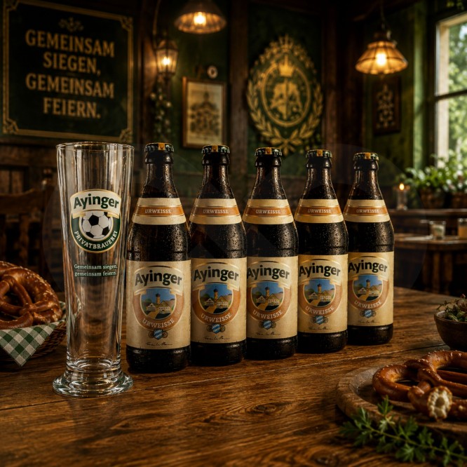 AYINGER® PACK Urweisse 5x 500ml + Verre