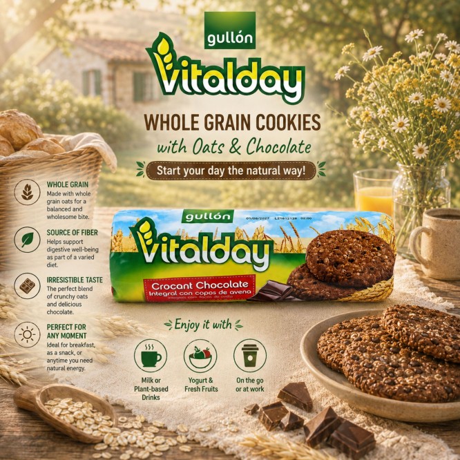 GULLÓN® Vitalday Biscotto Integrale al Cioccolato con Avena