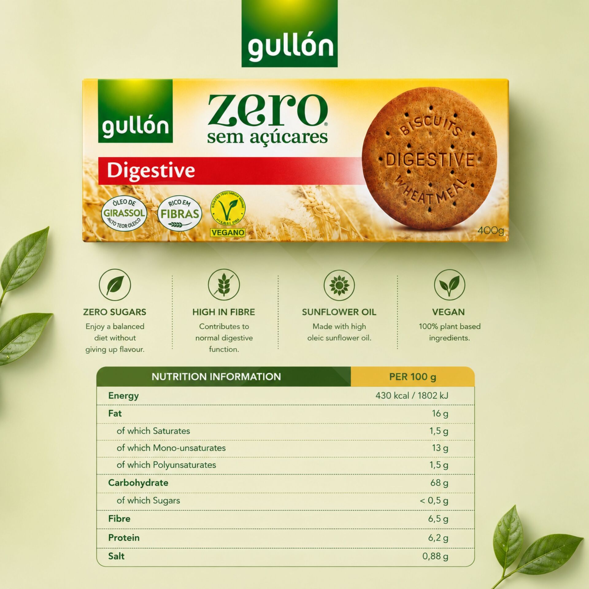 GULLÓN® Ciastka Digestive Bez Cukru 400gr