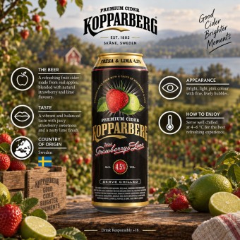 KOPPARBERG® Sidra de Morango e Lima 500ml
