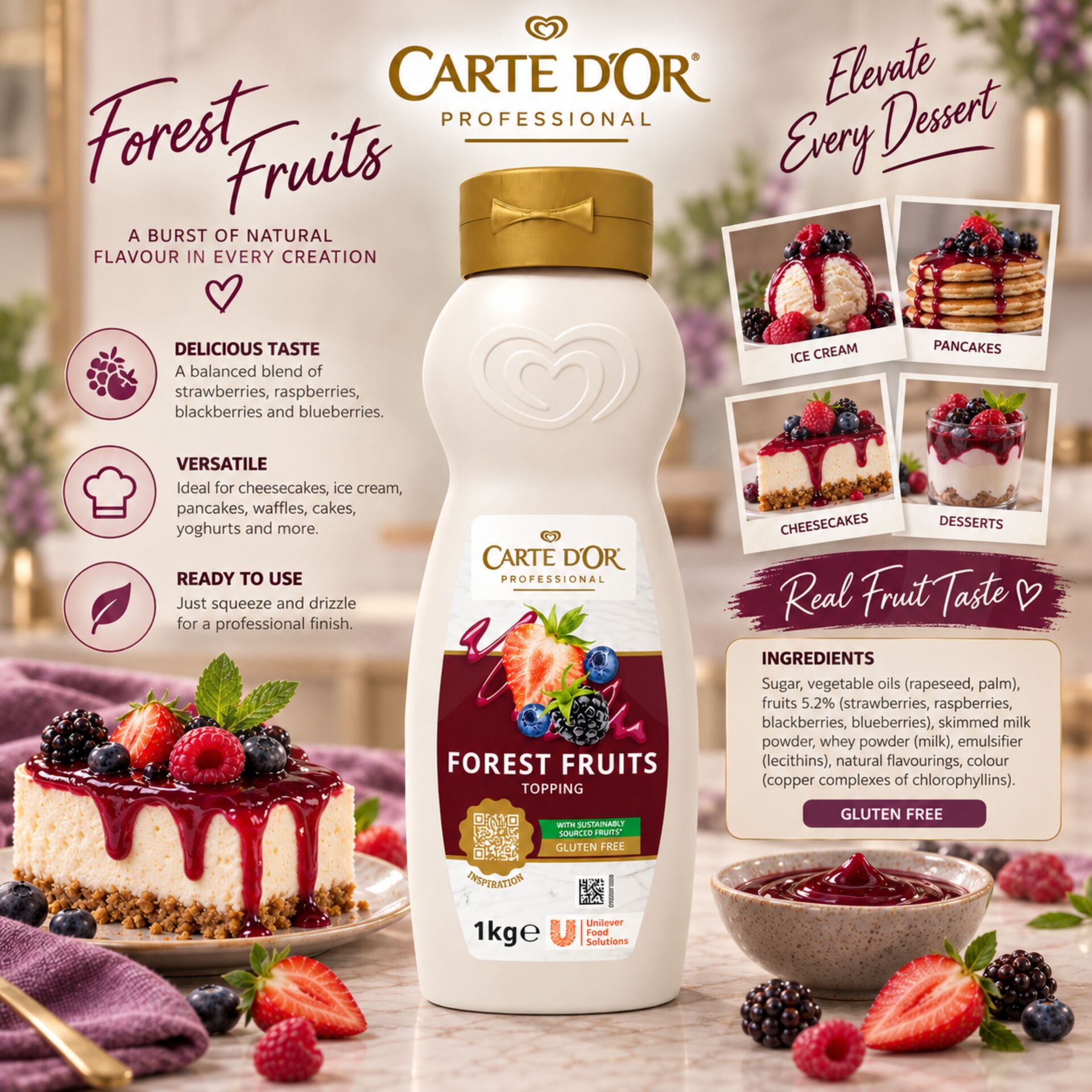 CARTE D'OR® Topping aux Fruits des Bois 1kg