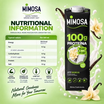 MIMOSA® Leite Magro Proteína de Baunilha 1L