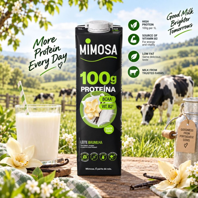 MIMOSA® Leite Magro Proteína de Baunilha 1L