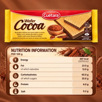 CUÉTARA® Waffers Cocoa 150gr