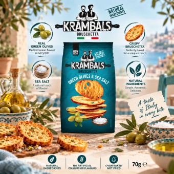 KRAMBALS® Bruscheta Green Olives & Sea Salt 70gr