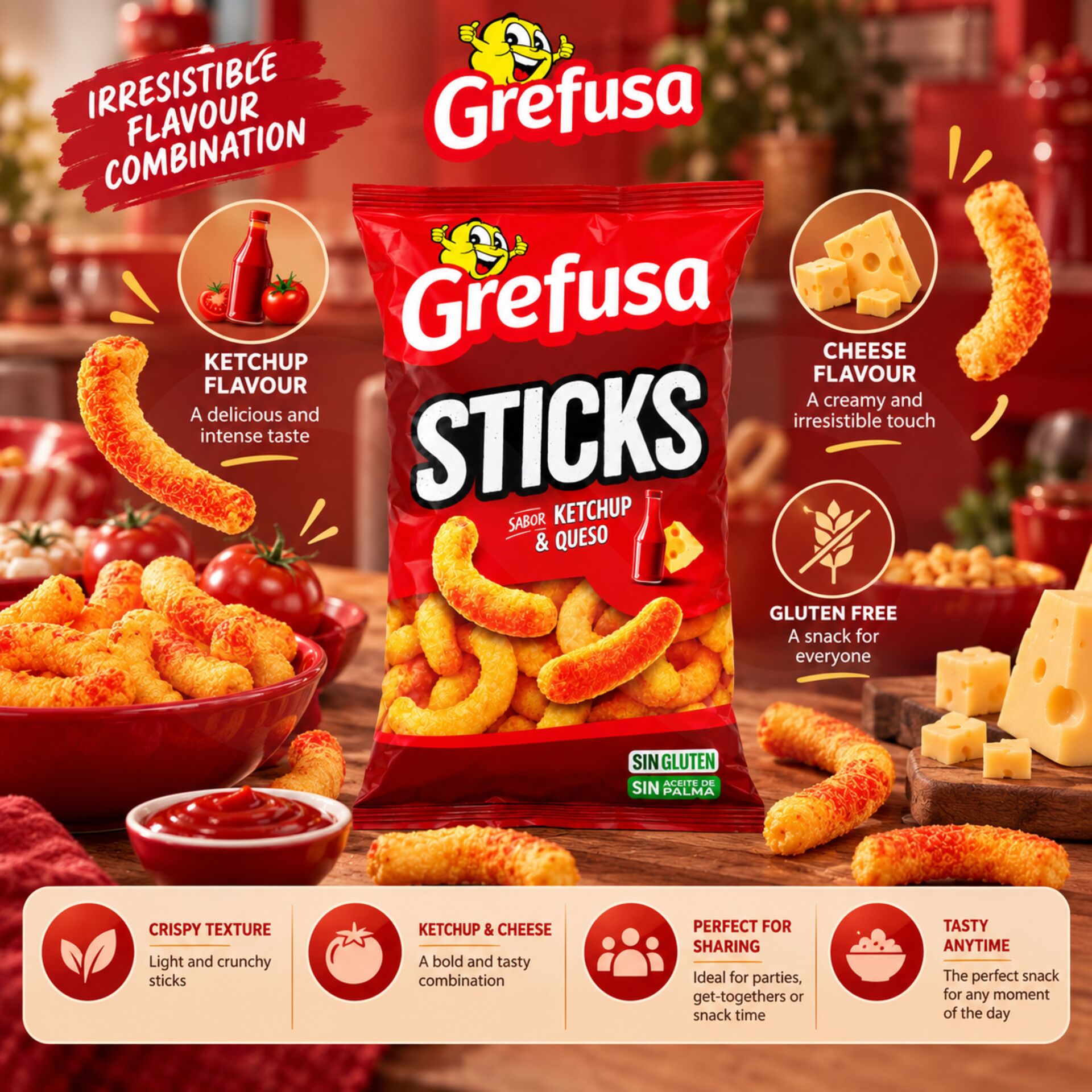 GREFUSA® Sticks Kétchup y Queso 125g