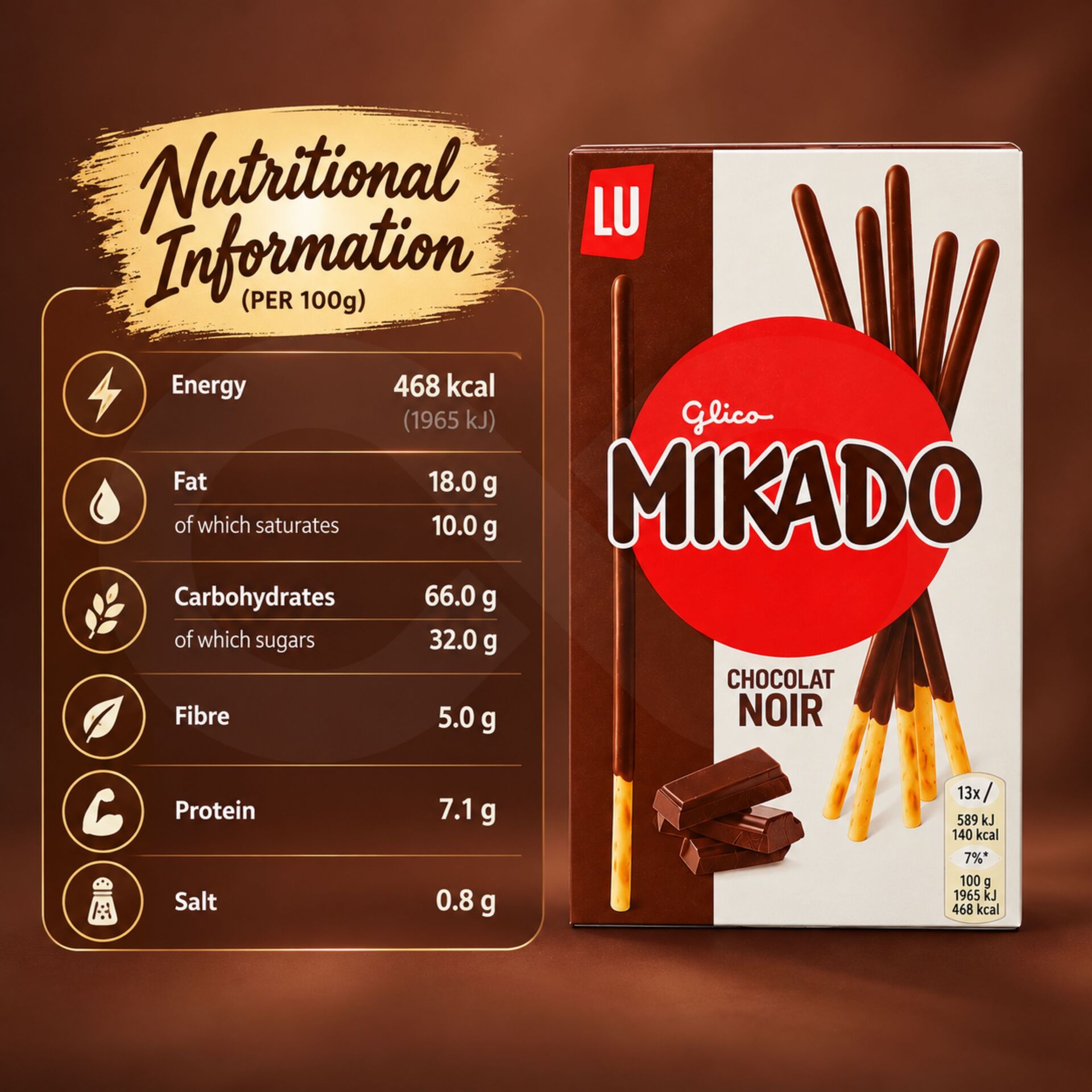 MIKADO® Gorzka Czekolada 13 szt.