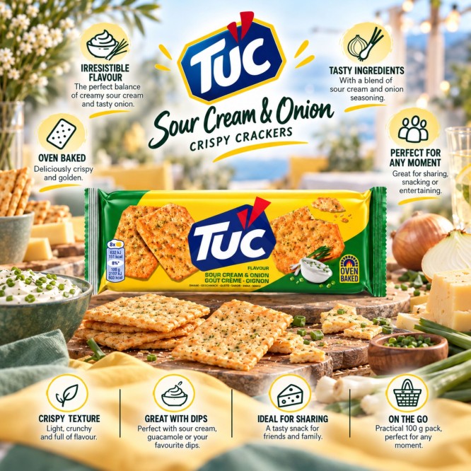 TUC® Cracker mit Sauerrahm- und Zwiebelgeschmack 100g