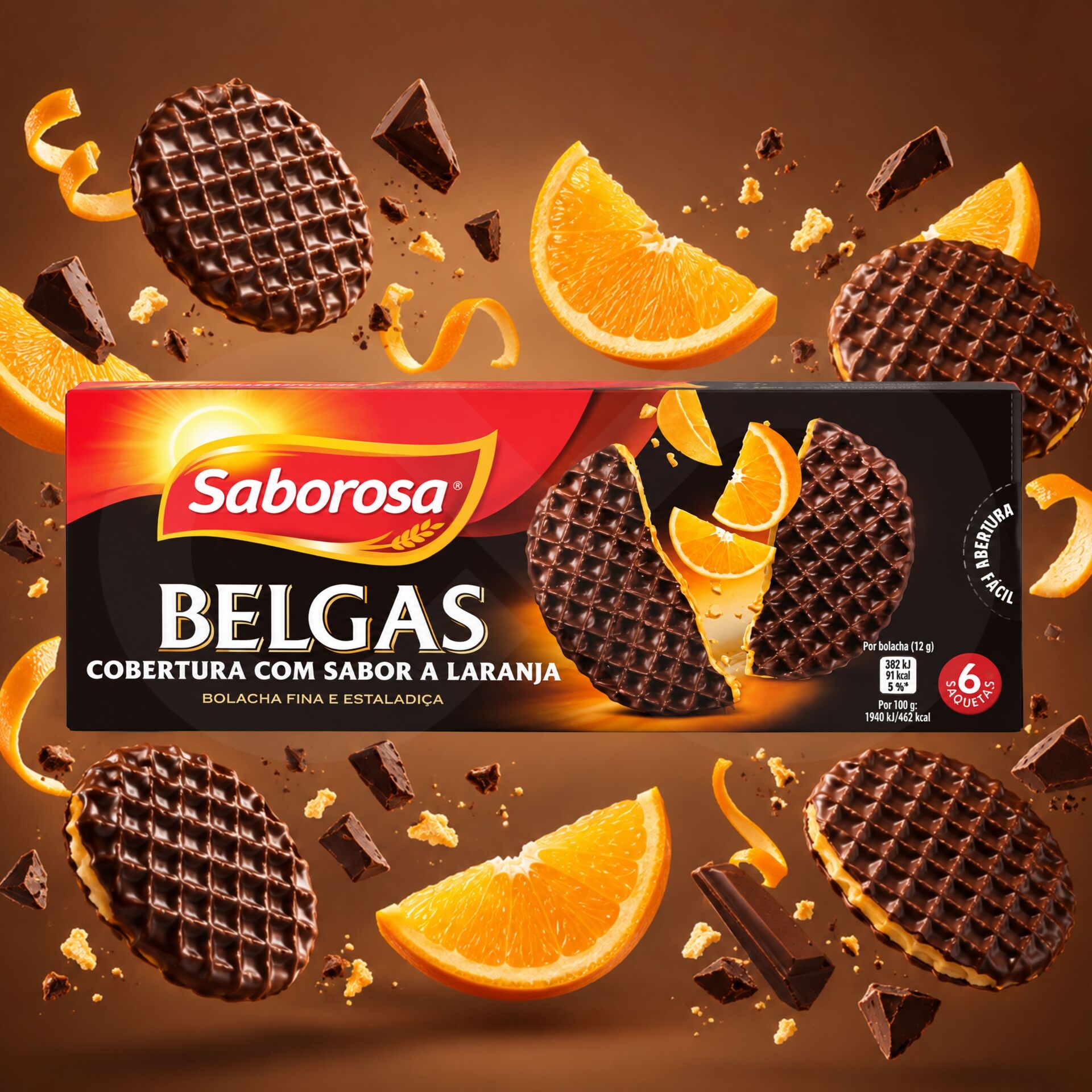 SABOROSA® Biscotti Belgi con Copertura all’Arancia 210gr