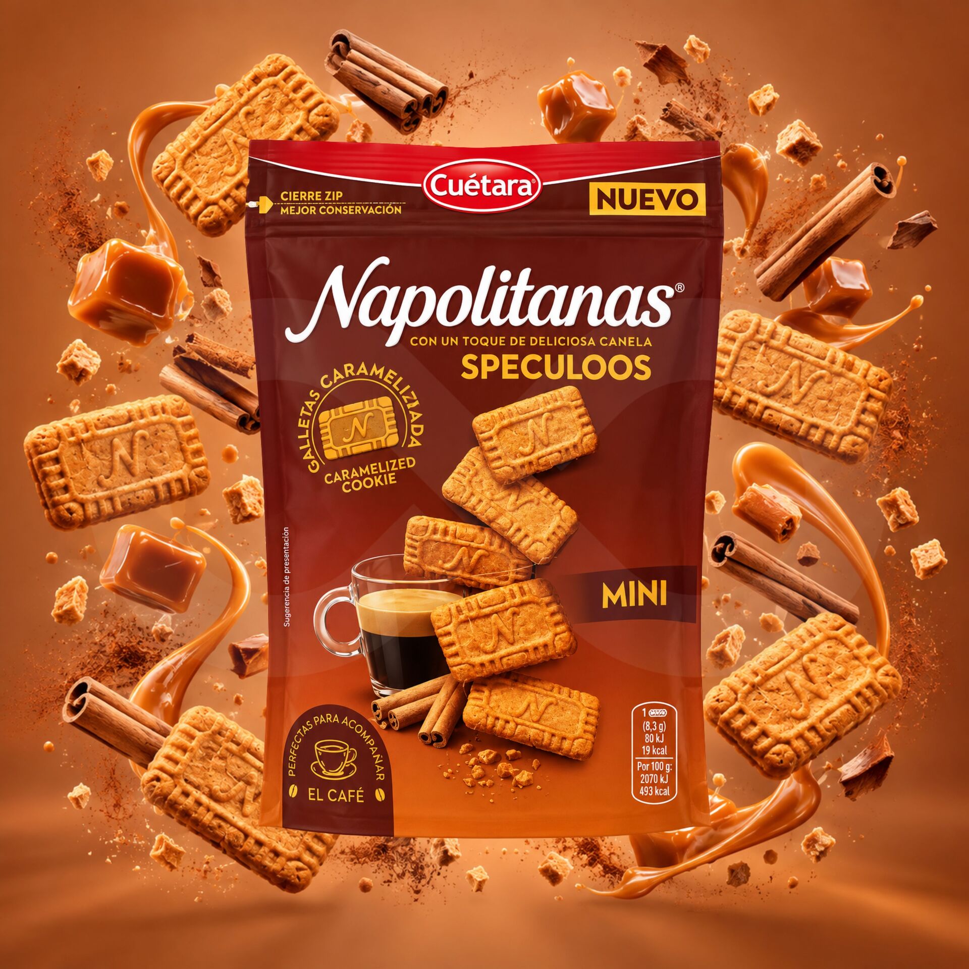 CUÉTARA® Napolitanas Speculoos Canela 150gr