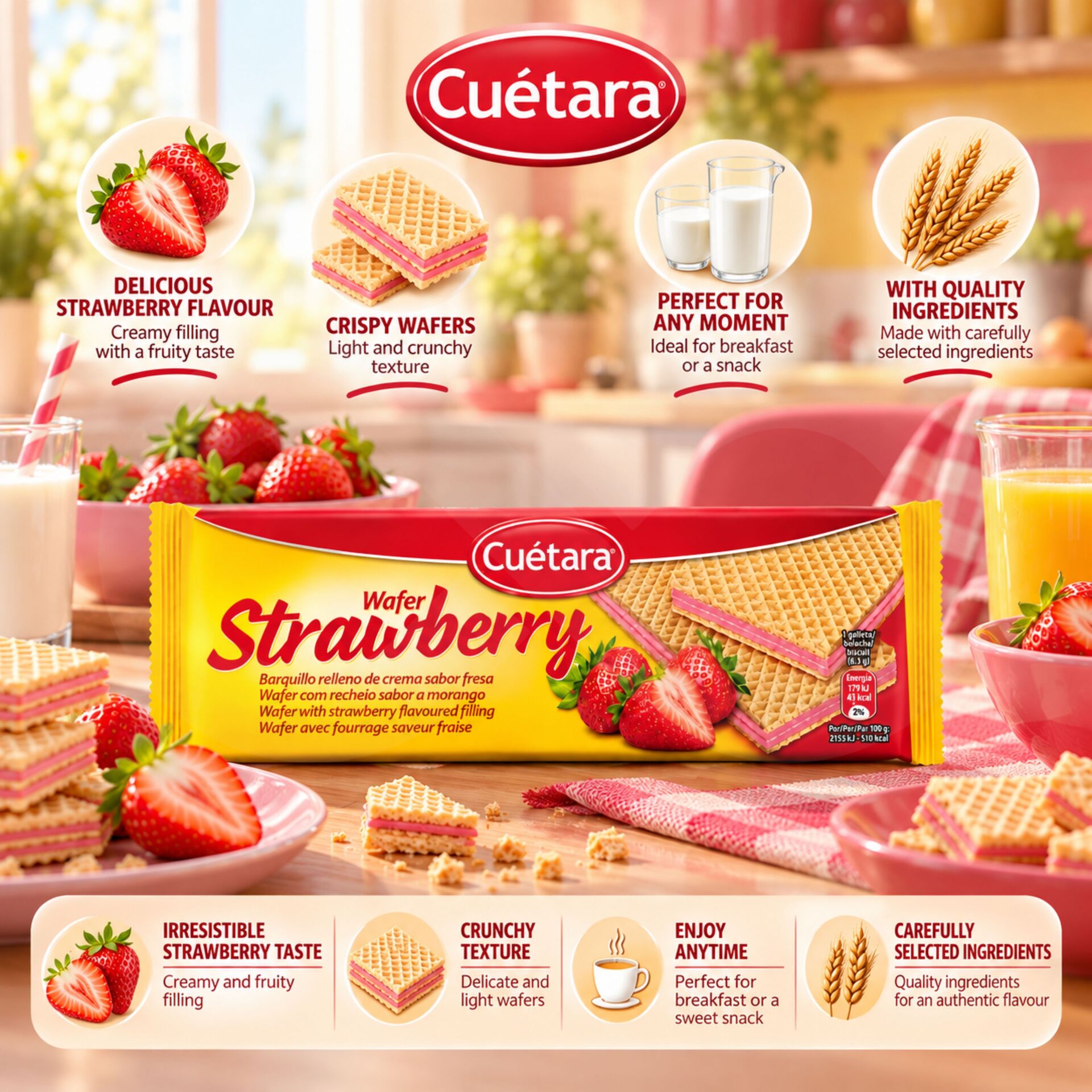 CUÉTARA® Wafer de Fresa 150gr