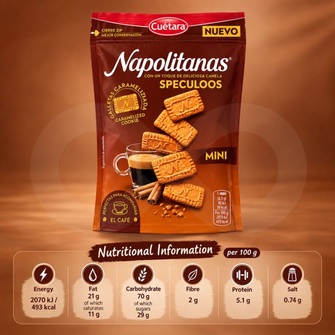 CUÉTARA® Napolitanas Speculoos Canela 150gr