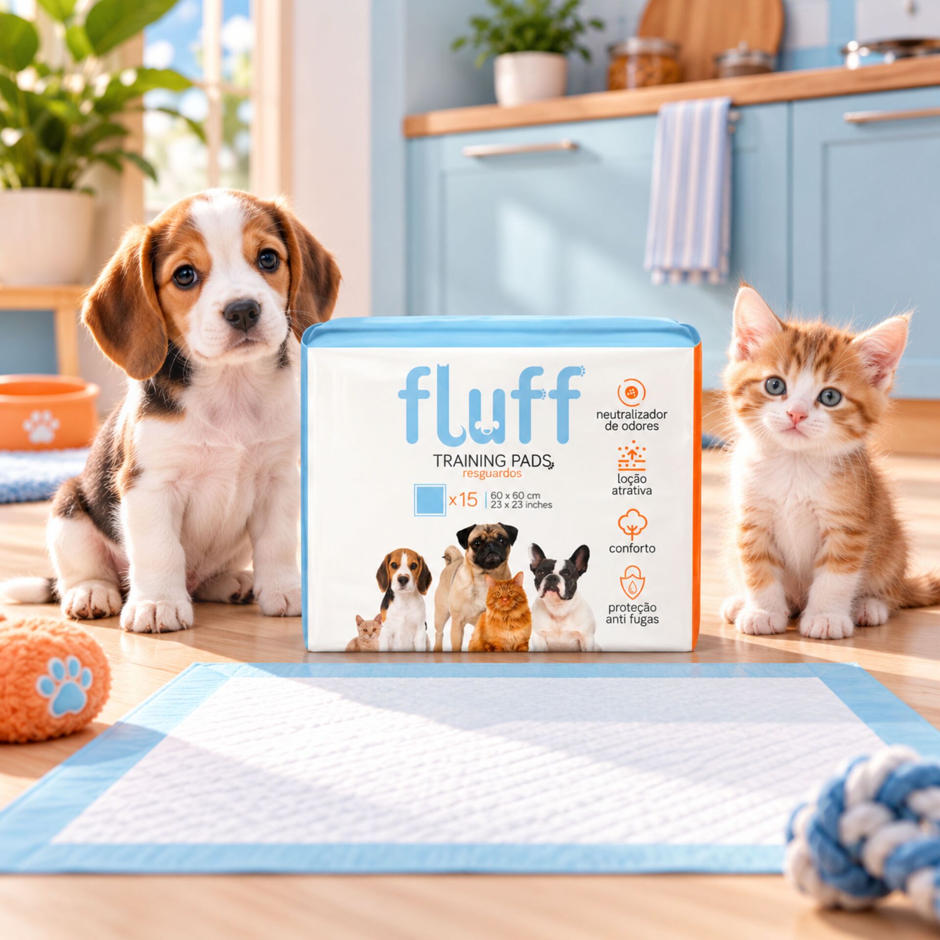 FLUFF® Pet Training Pads 60x60cm 15 pcs
