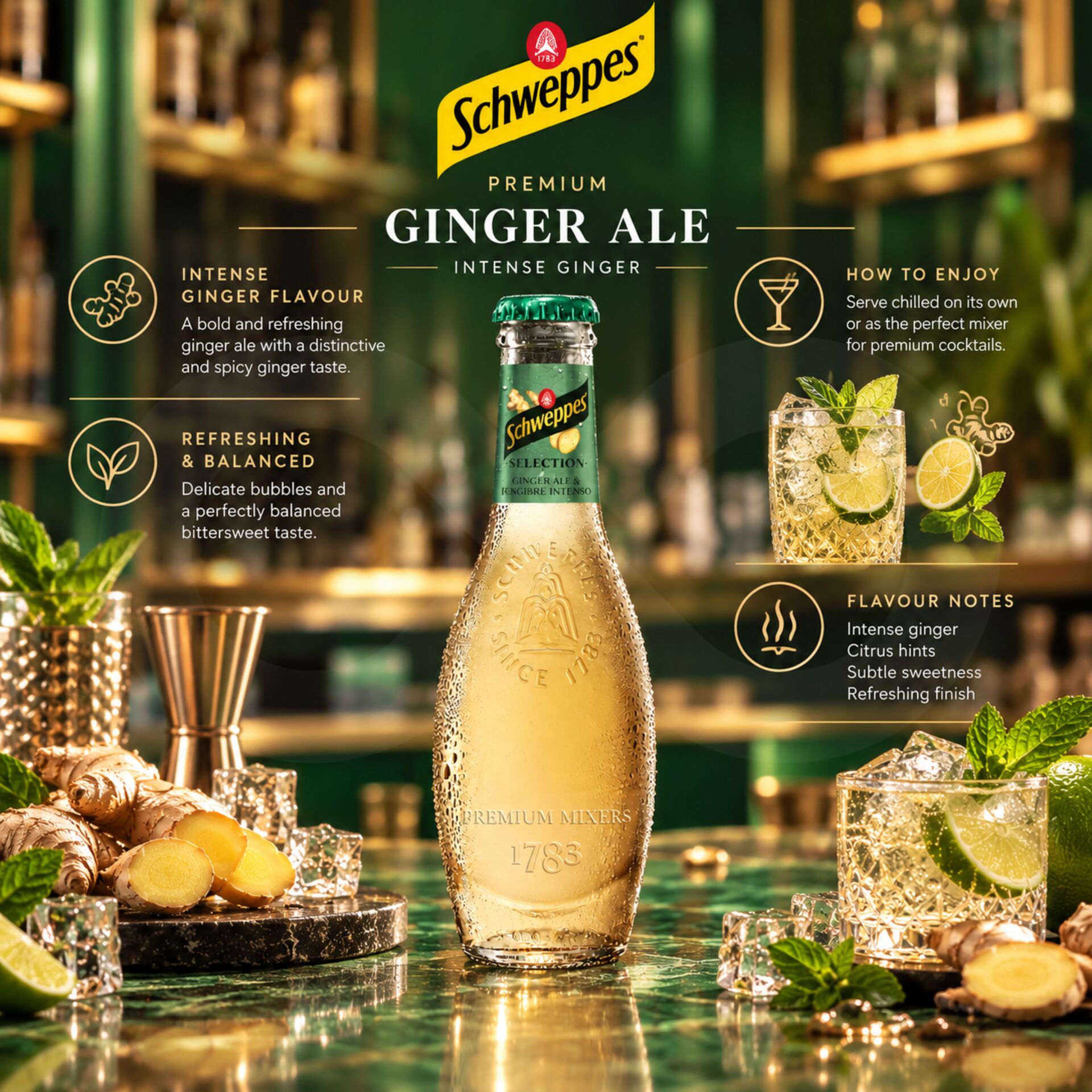 SCHWEPPES® Premium Ginger Ale und Intensiver Ingwer 200ml