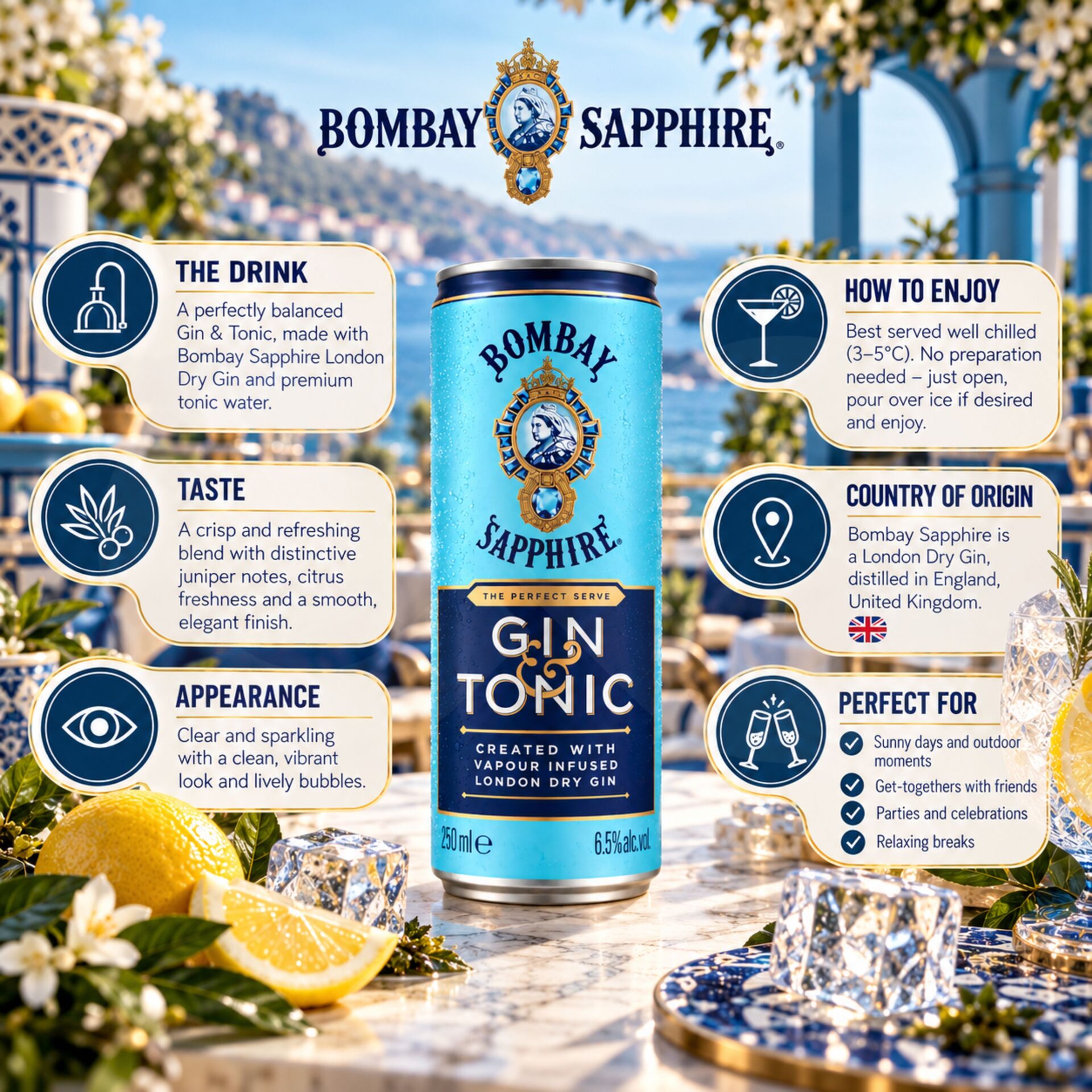 BOMBAY SAPPHIRE® Gin & Tonic 250ml