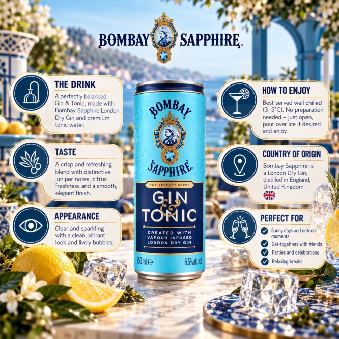 BOMBAY SAPPHIRE® Gin & Tonic 250ml