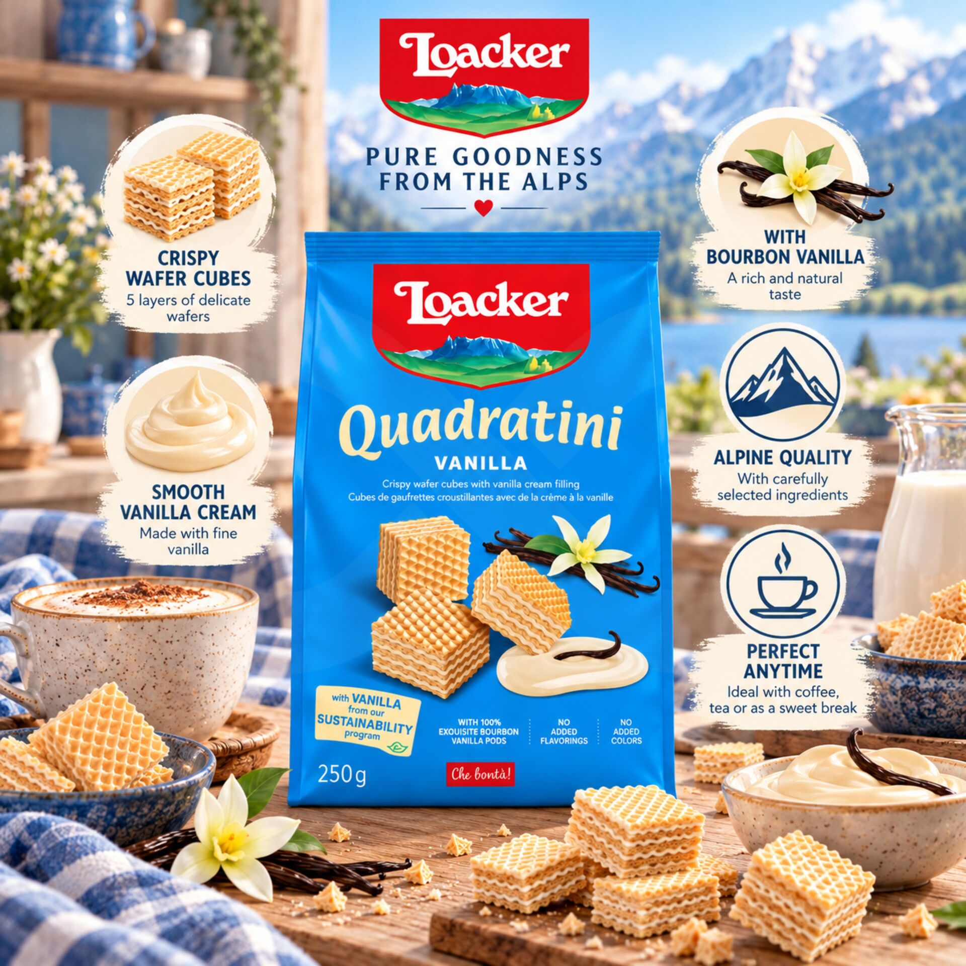 LOACKERŪ Waffers Quadratini Vanilla 250gr