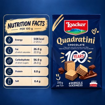 LOACKER� Waffers Quadratini Chocolate 250gr