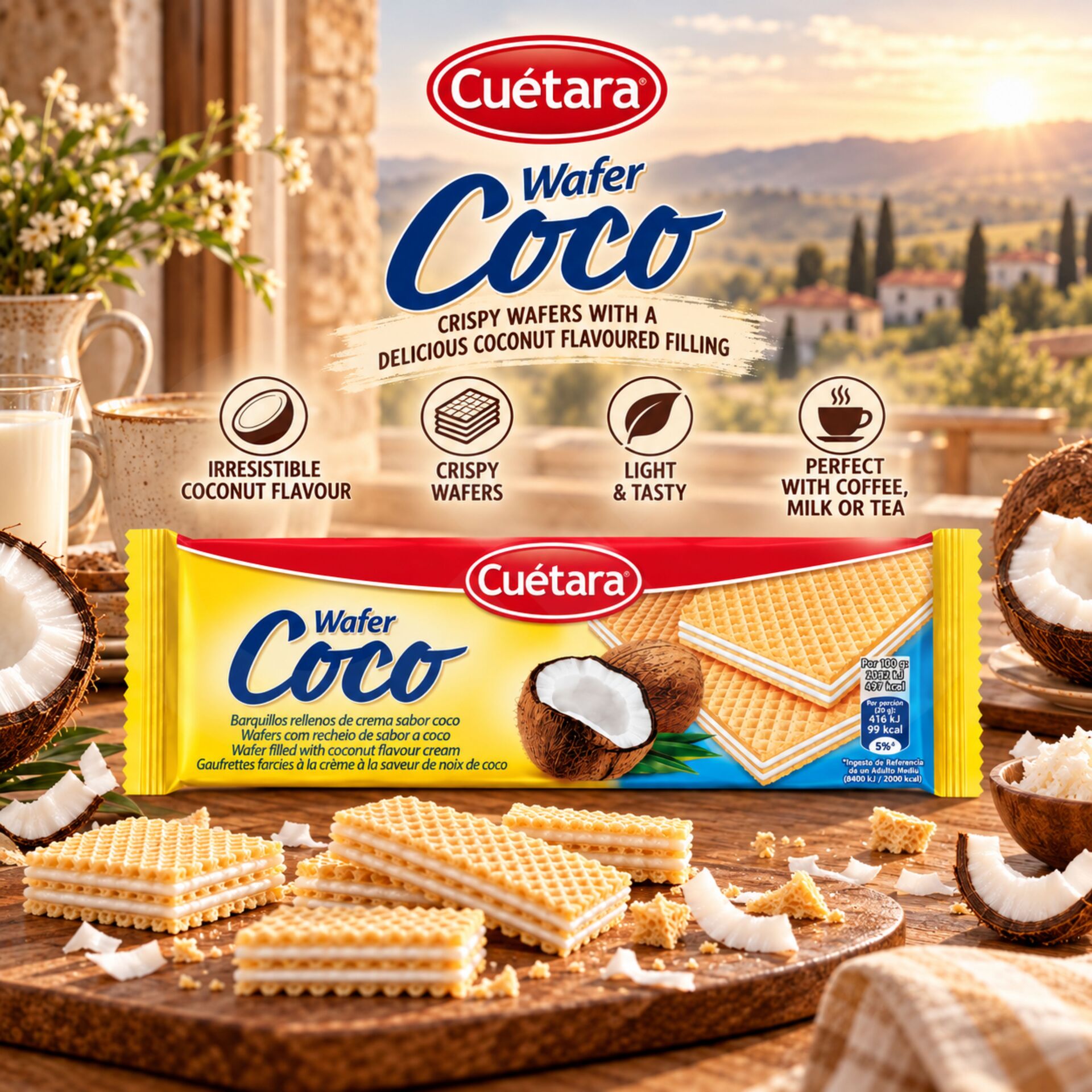 CUÉTARA® Waffers Noix de coco 150gr