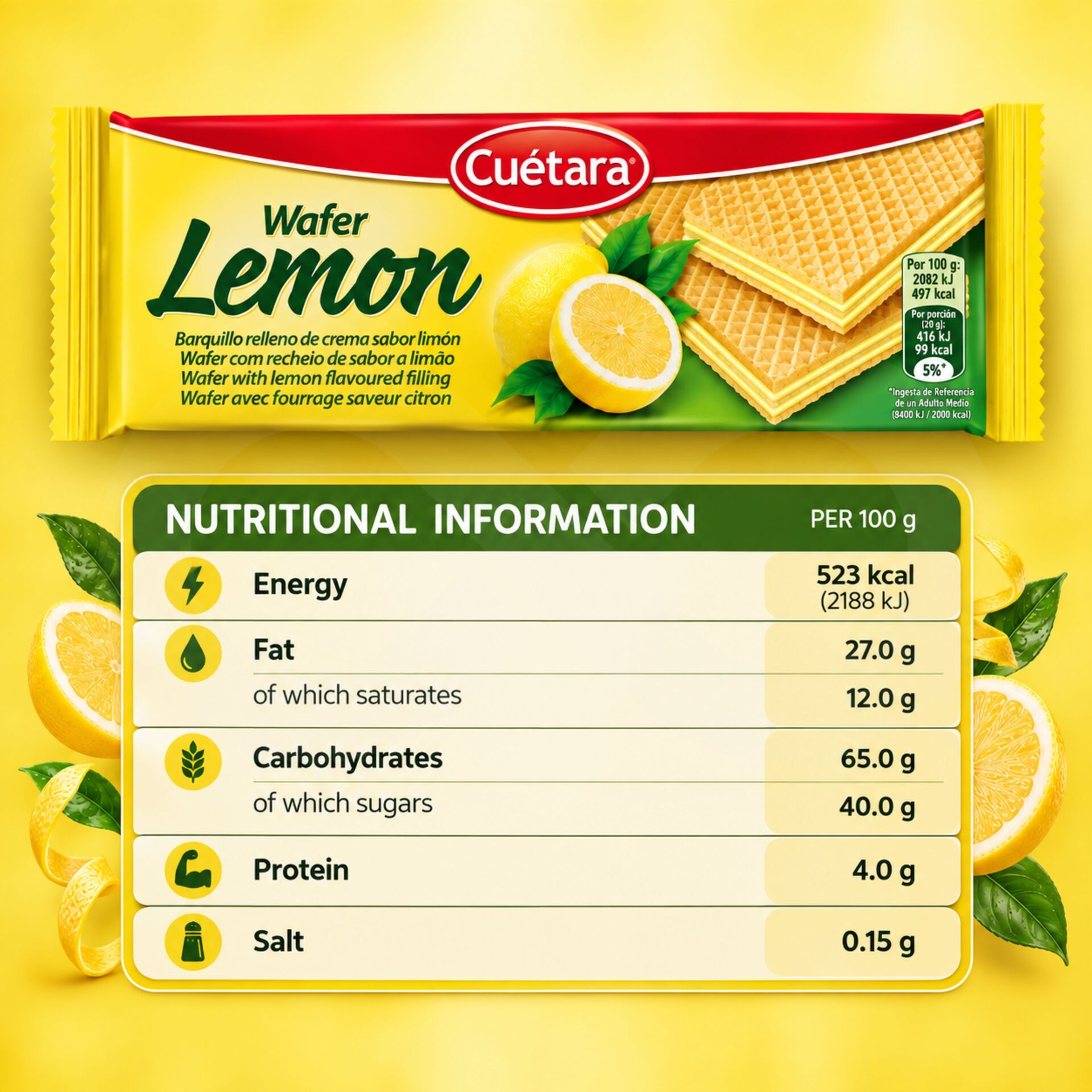 CUÉTARA® Waffers Lemon 150gr