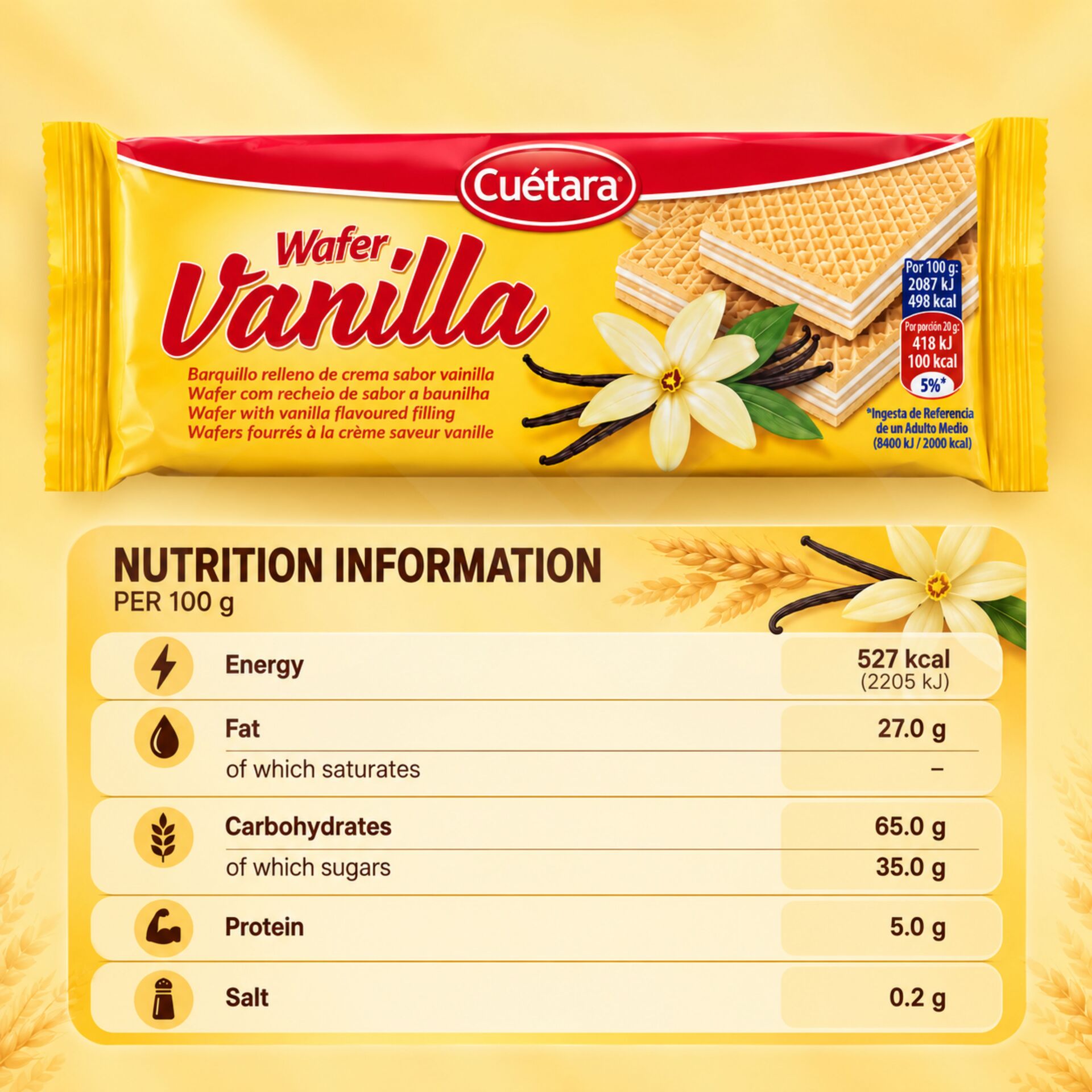 CUÉTARA® Waffers Vanilla 150gr