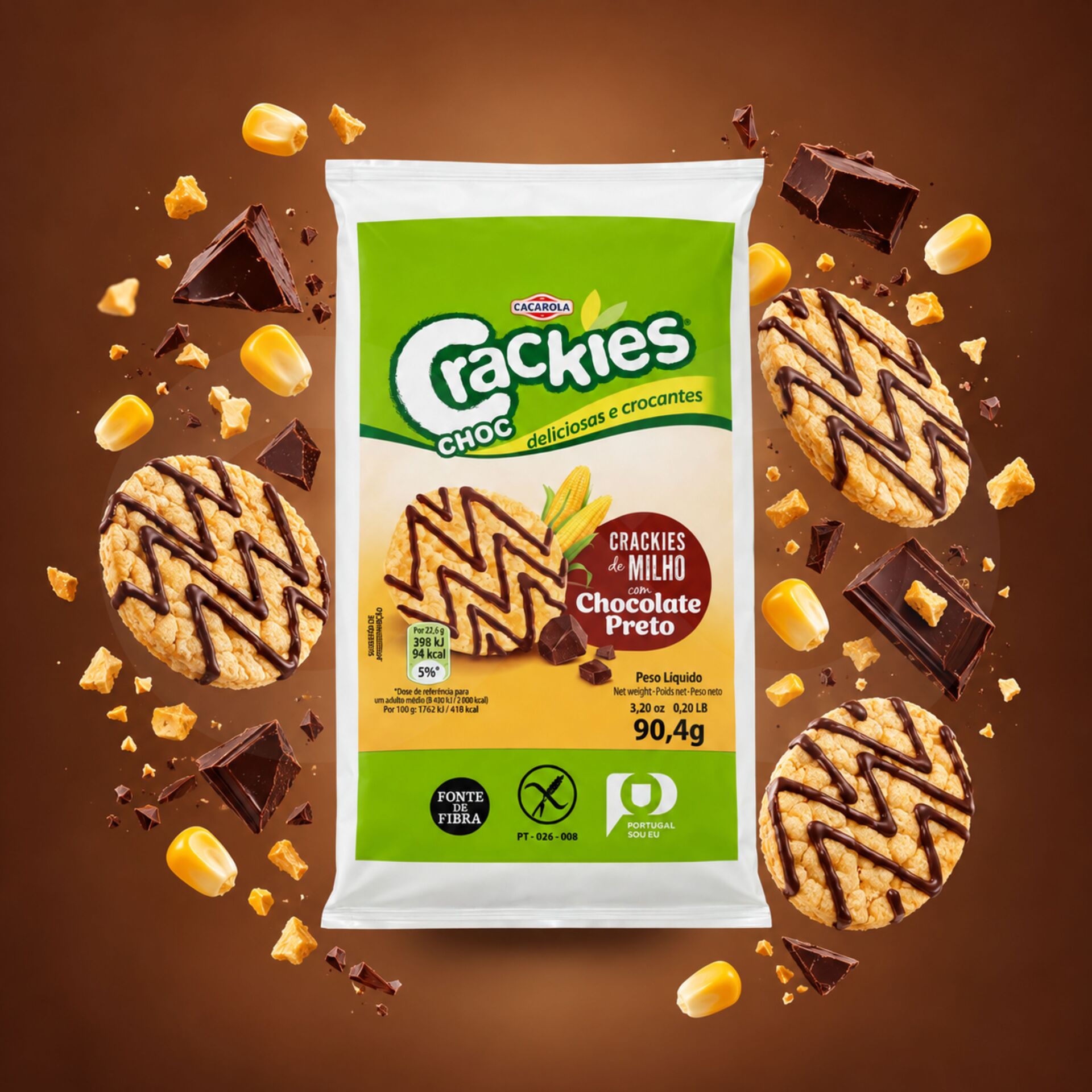 CAÇAROLA® Crackies de Maíz con Chocolate 4x22,6gr