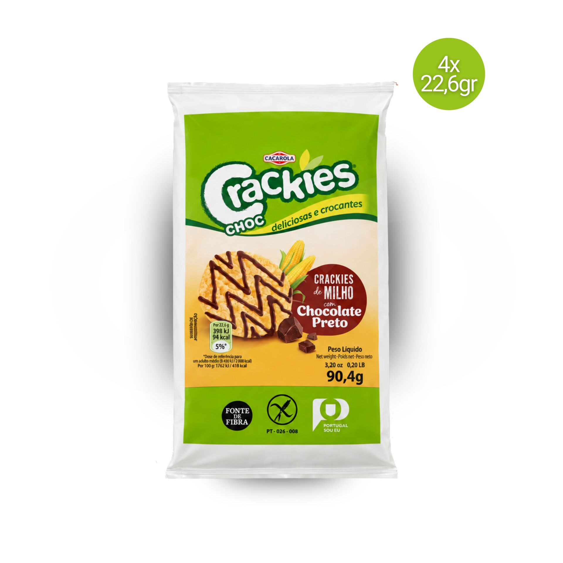 CAÇAROLA® Crackies de Maíz con Chocolate 4x22,6gr