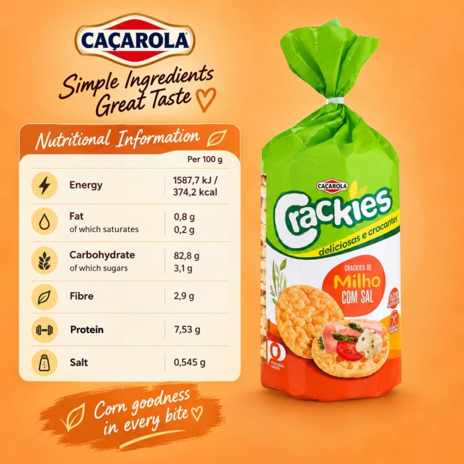 CAÇAROLA® Mais-Crackies mit Salz 130gr