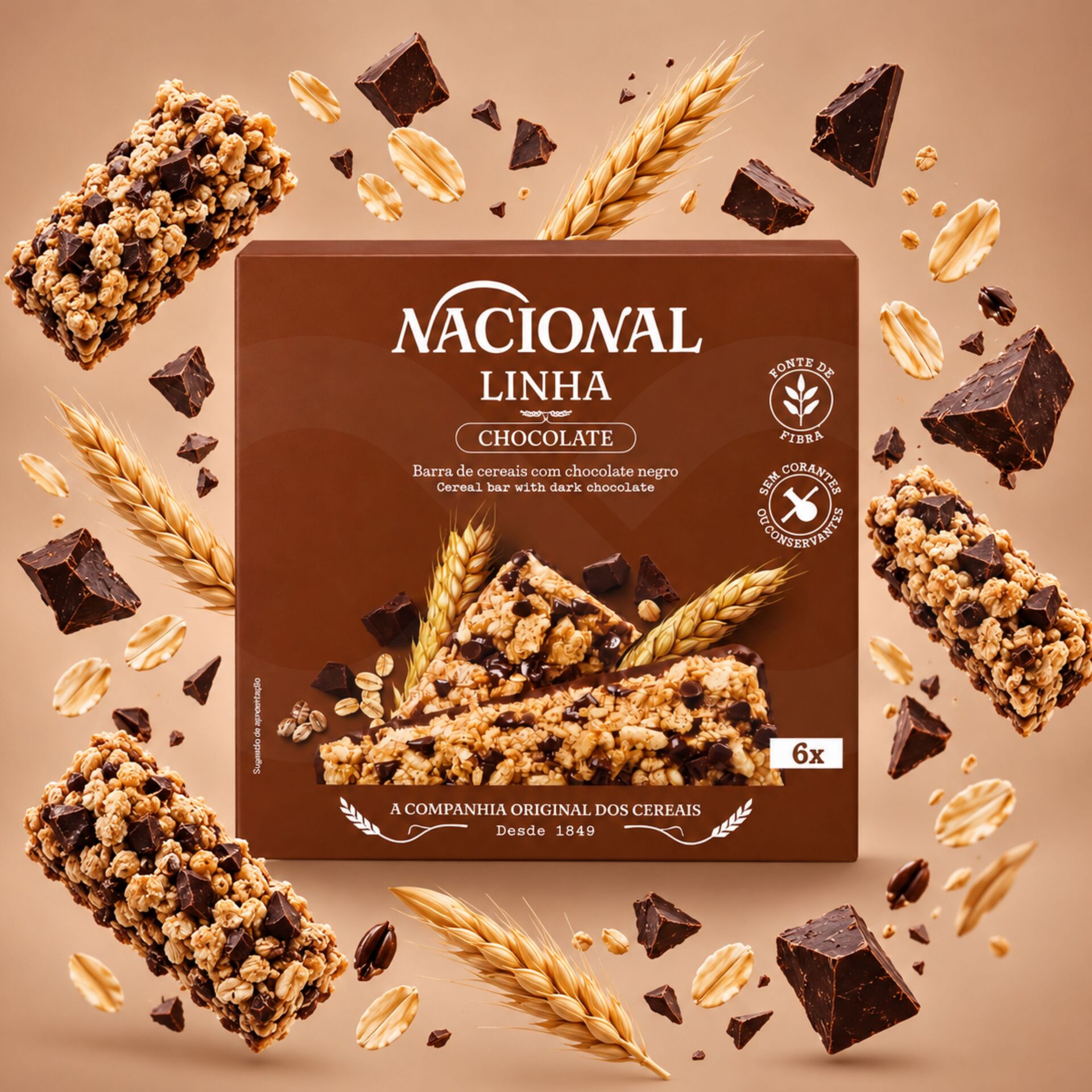 NACIONAL® Barras de Cereais Linha Chocolate 6 uni.