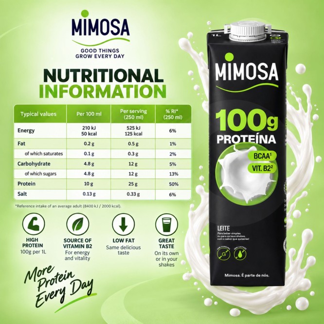 MIMOSA® Leche Desnatada con Proteínas 1L