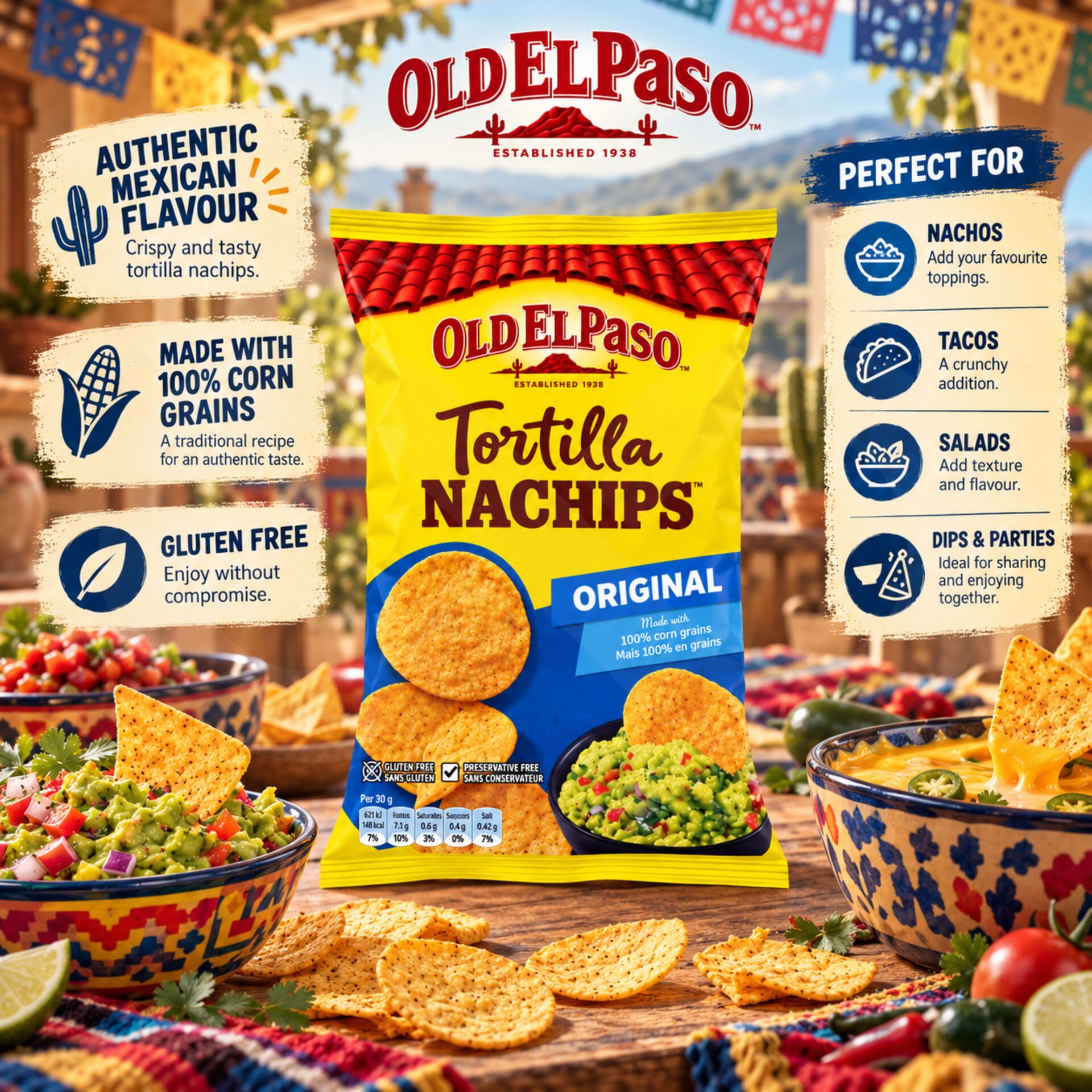OLD EL PASO® Tortilla Nachips Original 185g