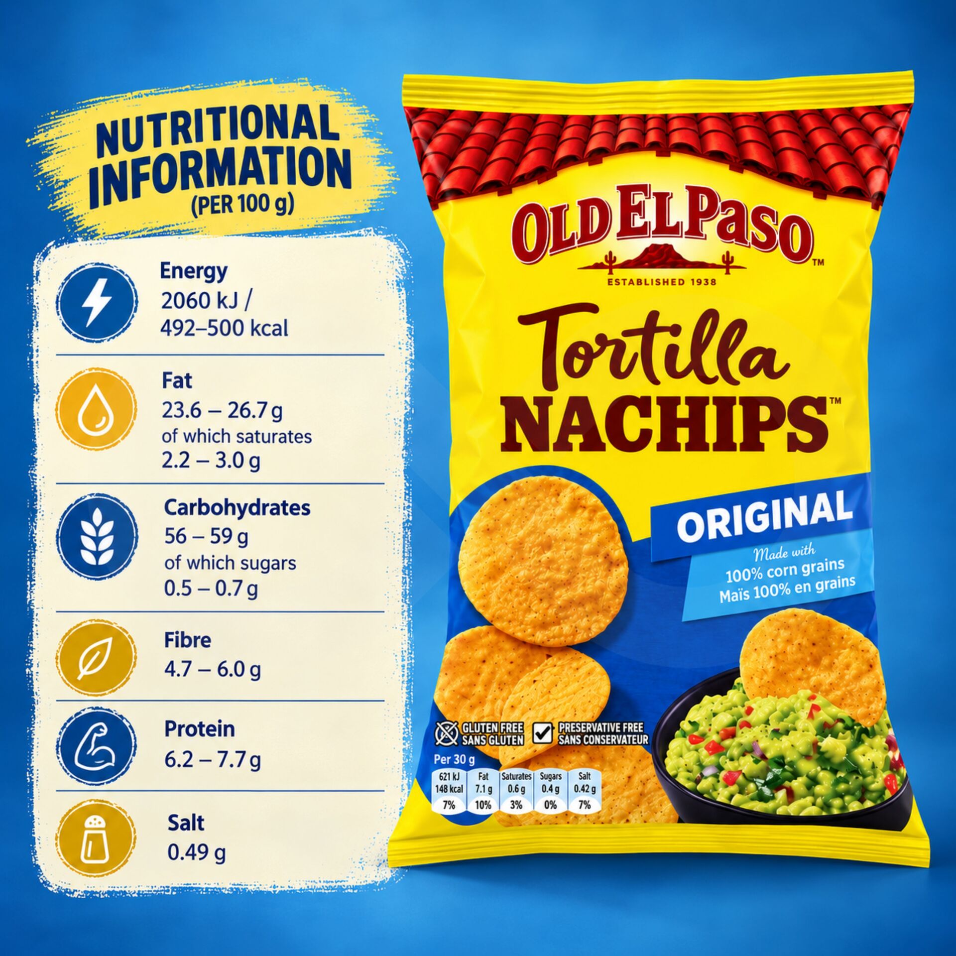 OLD EL PASO® Tortilla Nachips Original 185g