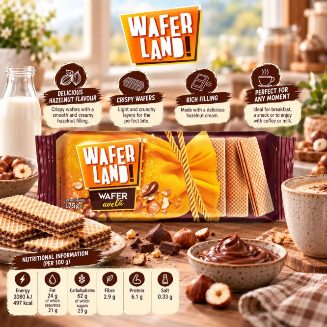 WAFERLAND!® Gaufrette à la Noisette 175g