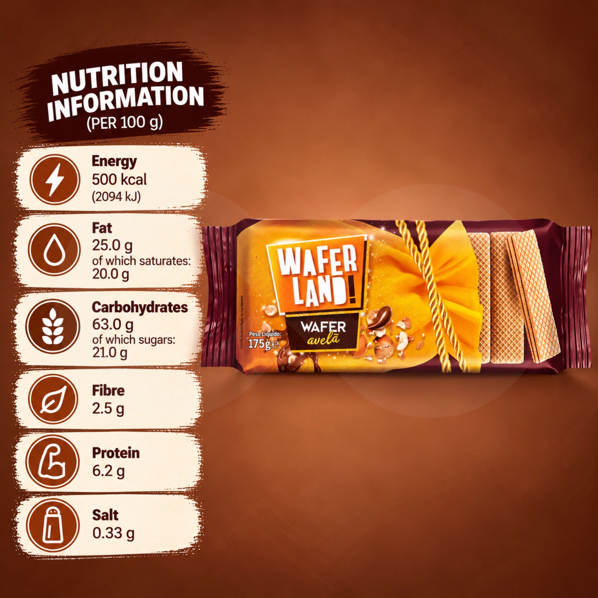 WAFERLAND!® Gaufrette à la Noisette 175g