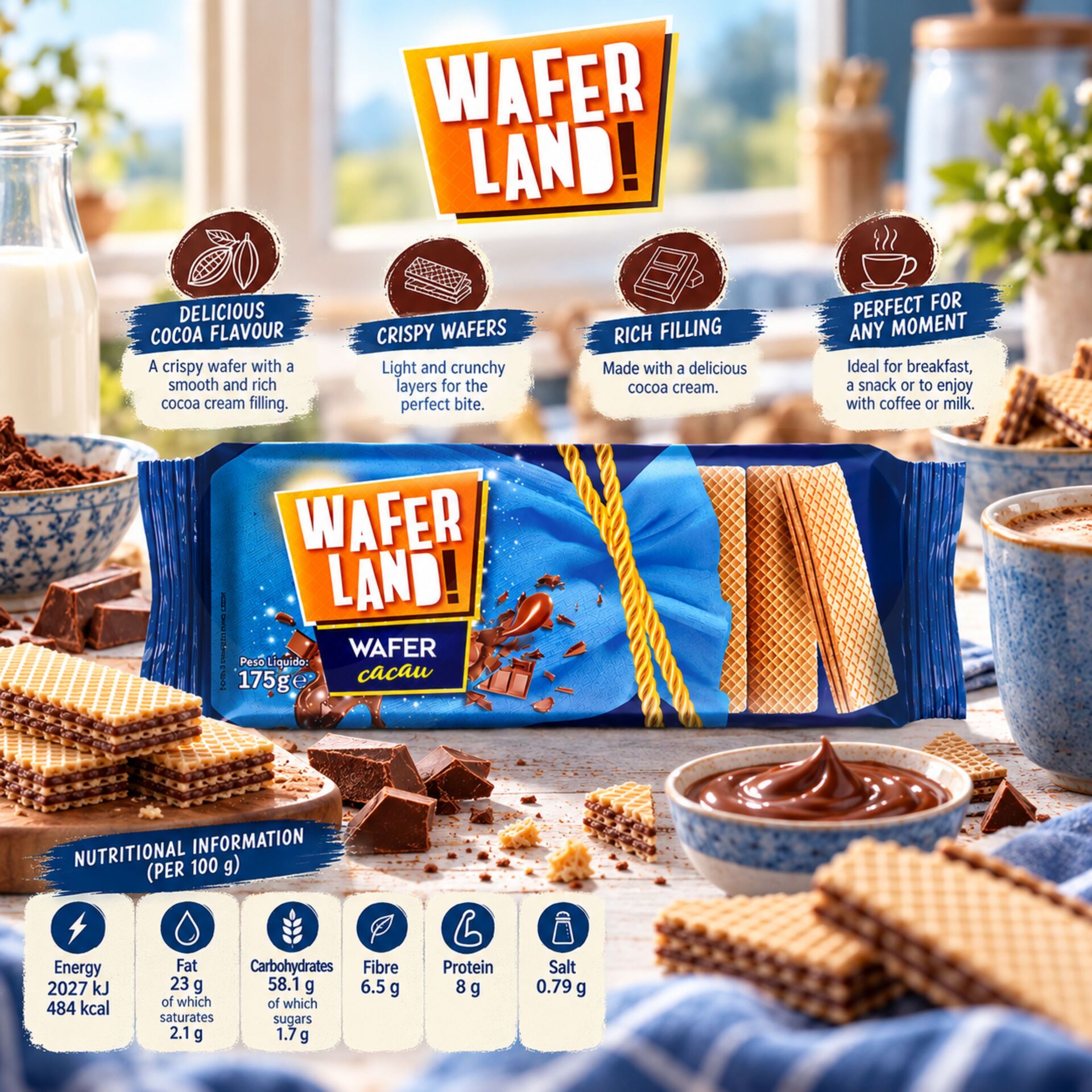 WAFERLAND!® Gaufrette au Cacao 175g