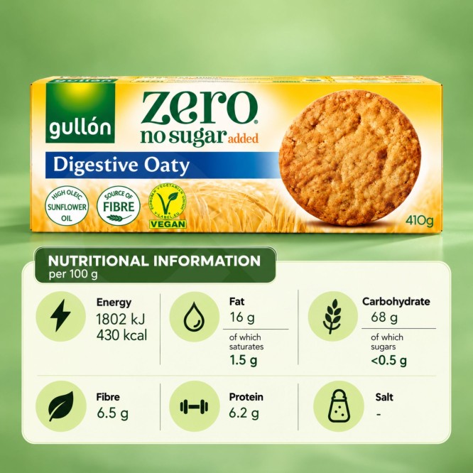 GULLÓN® Zero Digestive Oaty Biscuits 410gr