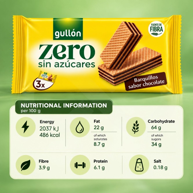 GULLÓN® Wafer Zero Cioccolato 180gr