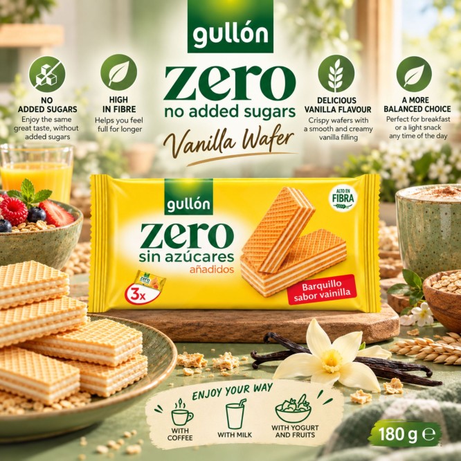 GULLÓN® Gaufrettes Zero Vanille 180gr