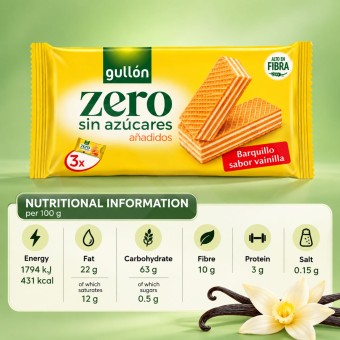 GULLÓN® Gaufrettes Zero Vanille 180gr