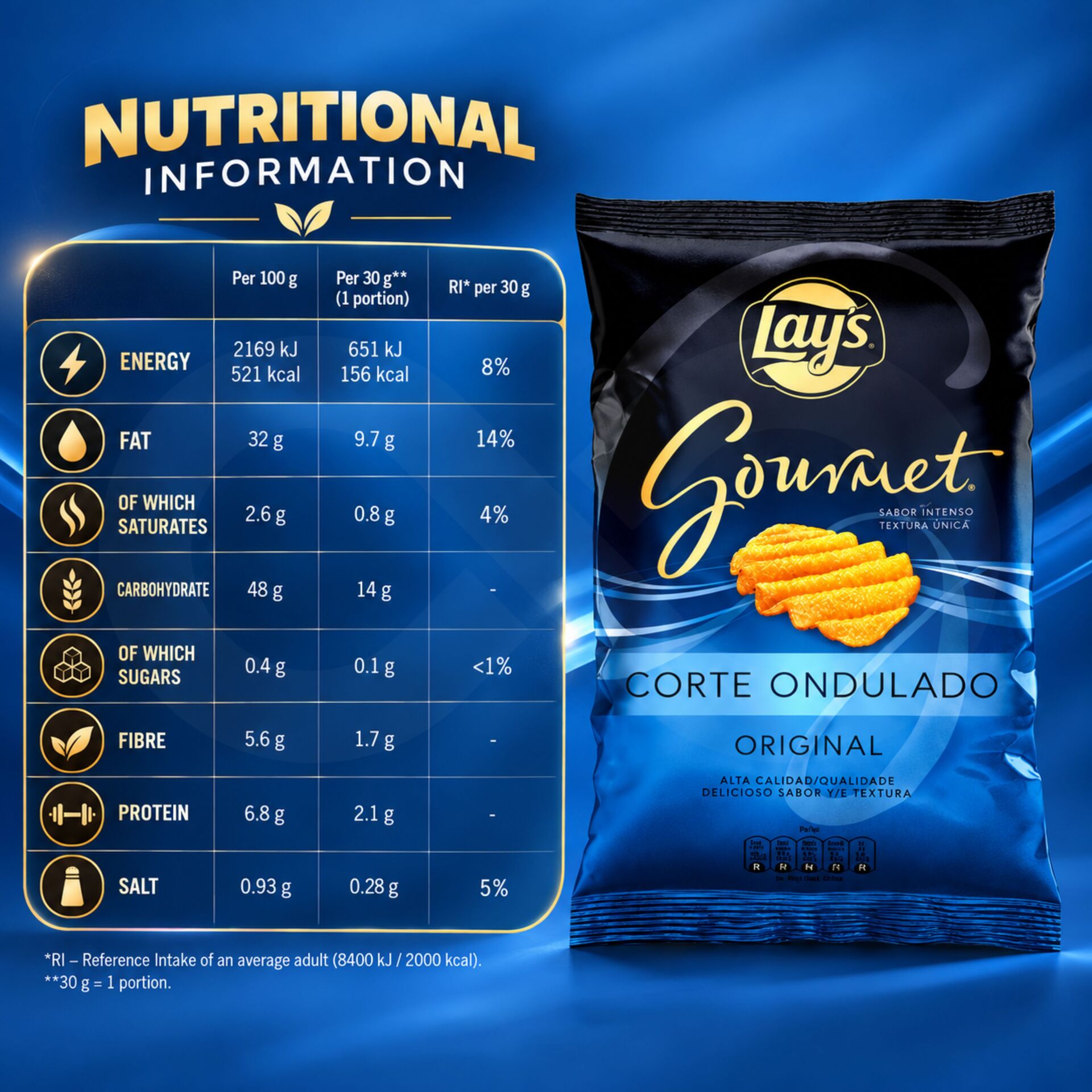 LAY’S® Gourmet Original Corte Ondulado 120g