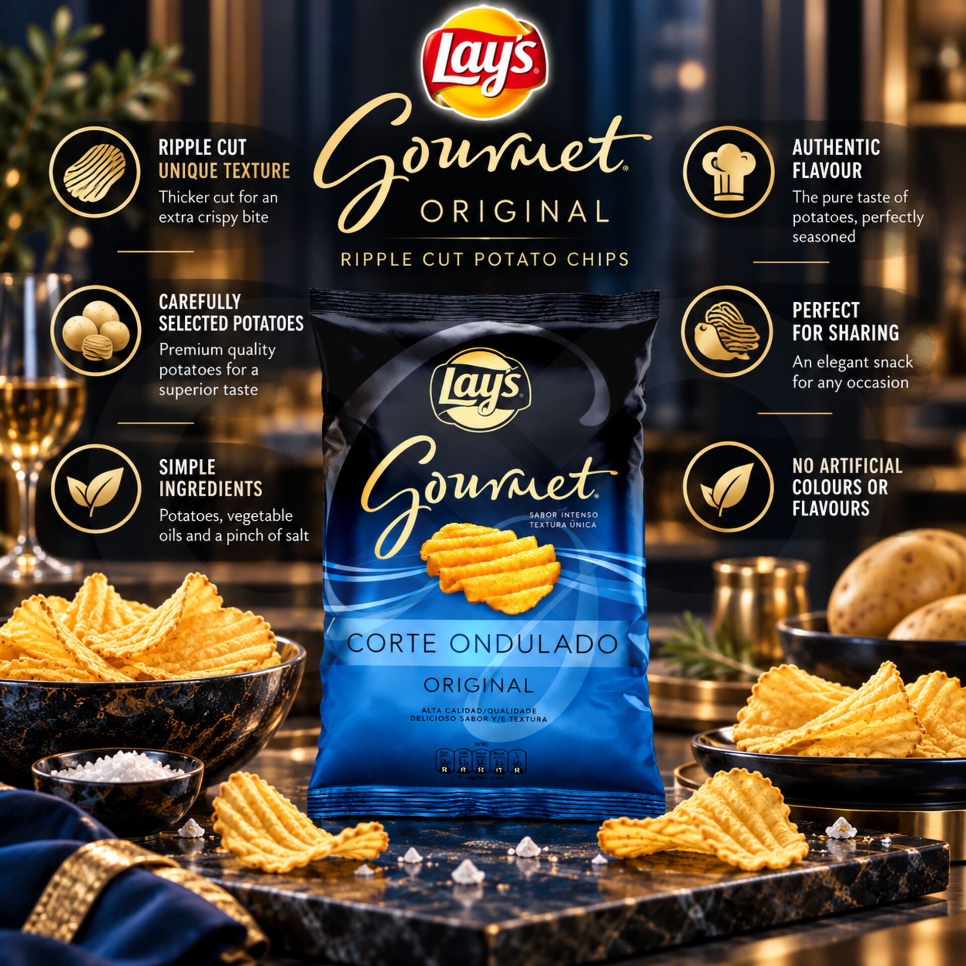LAY’S® Gourmet Original Corte Ondulado 120g
